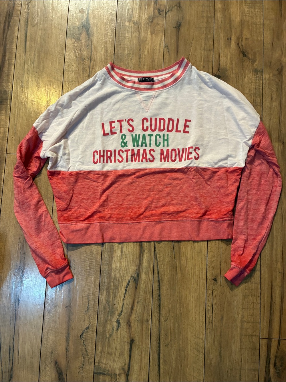 Let's Cuddle & Watch Christmas Movies Red Contrast Cropped Hallmark Top
